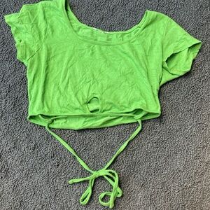 Green crop top with a tie in the back